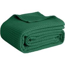 Cobija de 100 % algodón para cama, de tejido gofre, para verano, ligera y transpirable, suave para primavera, blanco, cobija tamaño decorativo (127 x 152 cm) - Verde Oscuro - Ver 9