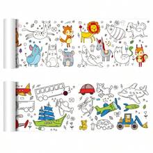 Extra Long Creative Graffiti Scroll, Children's DIY Painting, Includes Animal, Fruit, Marine Life Patterns, Suitable As Birthday Gift - Multicolor - View 9
