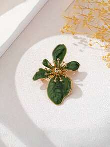 1pc Elegant Enamel Flower Brooch, High-End Metal Lapel Pin, Versatile For Women's Business Attire, Coats, Suits - Flower Style - View 7