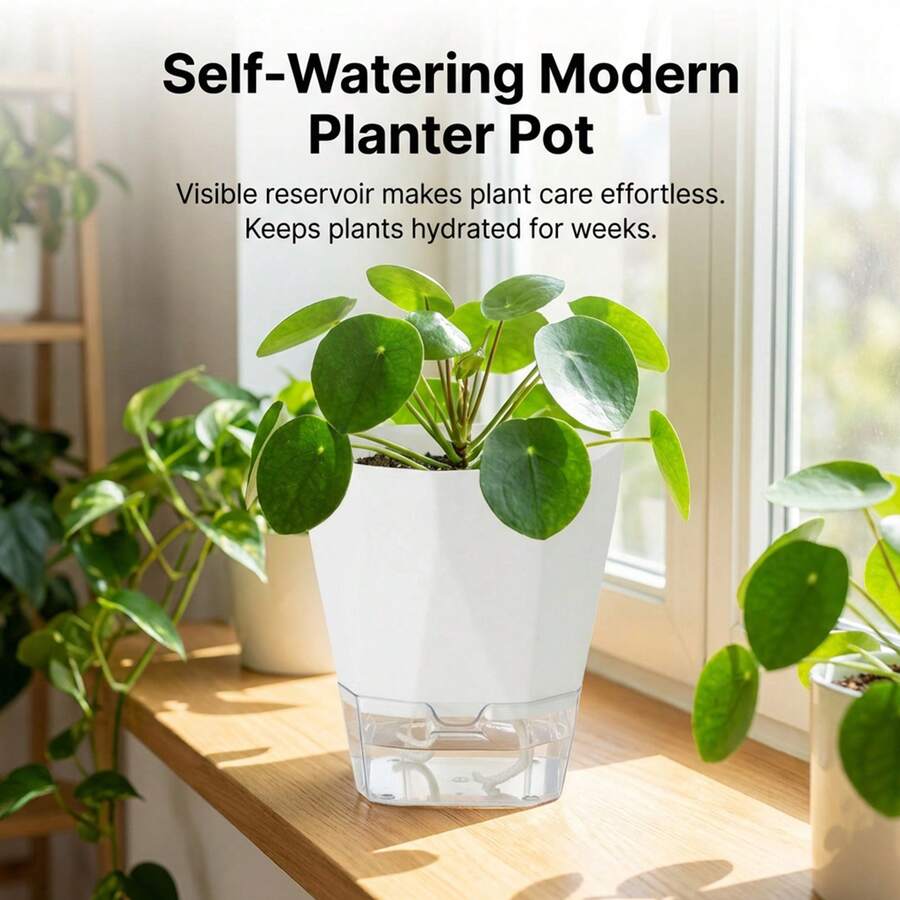 26.5cm Resin Self Watering Planter For Spider Plant And Pothos Hydroponic Use Durable Lightweight Material Optimized Root Growth - Self-absorbing Flower Pot - View 1