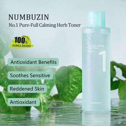 numbuzin No.1 Pure-Full 舒缓草本爽肤水，精华液，舒缓镇静，清爽面部爽肤水，适用于油性、干性、敏感性肌肤，日常护肤，-美容，韩妆