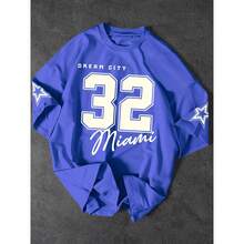 T-Shirt 32 Miami Shirt Blouse Unisex Men's Women's 100% Cotton Top Premium Streetwear New Release Immediate Shipping Various Colors!! - 寶藍色 - 查看 1