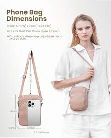 Befen - Bolsa de Cuero Genuino para Teléfonoóvil, Sin Colgante, para Mujer, con Ranuras para Tarjetas con Bloqueo RFID - Rosa U-light - Ver 12