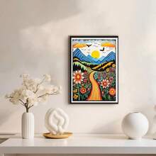 1件套DIY钻石画套装 - 山峦日落花鸟风景，圆形水钻刺绣艺术品，包含山峦、花鸟场景的完整工艺品，适合儿童和青少年，具有疗愈功效的爱好。 - 彩色 - 查看 5