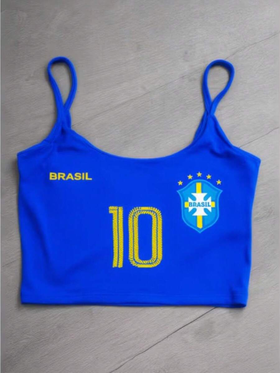 Women's Cropped Top Brazil No. 10 – Strappy Twisted Style Top In Various Colors - 藍色 - 查看 1