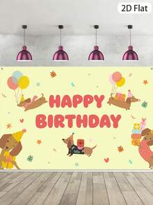 1张150*100厘米腊肠犬主题生日背景布，适用于一周岁生日派对、婴儿派对、生日派对、婴儿派对、生日派对摄影道具等场合。 - 臘腸狗 - 查看 2