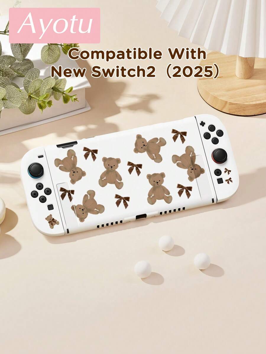 Bear & Butterfly Themed Switch Protective Case, Suitable For New Switch 2 (2025)/Switch NS/Switch OLED, Can Be Used On Docking Station Without Removing, Universal Gamepad Protective Cover, Switch Gaming Accessories, Anti-Fall And Scratch, Spring Romance/Back To School/Valentine's Day Gift