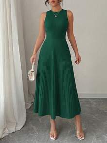 PRETTYGARDEN Women's Summer Dresses Casual  Business Work Midi Sleeveless A Line Pleated Evening Elegant Dresses Cocktail Wedding Guest Graduation Dress Dark Green Dresses For Women - 深綠色 - 查看 5