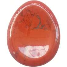 Hand Carved Natural African Bloodstone Thumb Worry Stone, Heart Chakra Crystal For Anxiety Stress Relief Meditation Relaxation Healing Gemstone - Red Jasper - 查看 3