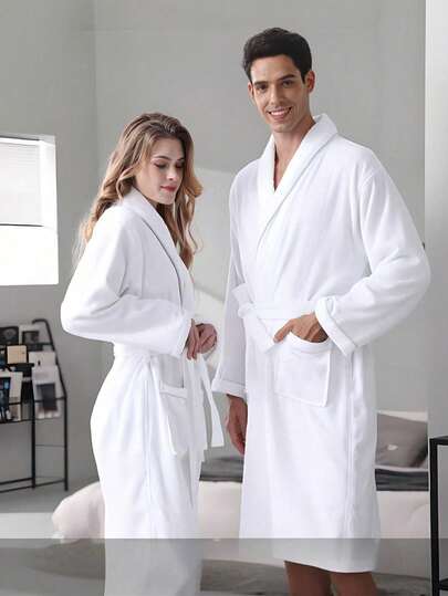 Unisex Solid Color Bathrobe, Wearable Towel With Hood Or Collar, Multiple Colors Available, Suitable As Bathrobe, Loungewear, Sleepwear, Made Of Soft And Comfortable Coral Fleece Fabric, Quick-Drying, Suitable For Home, Hotel, Bathroom, Party, Swimming Pool, Picnic And All Seasons