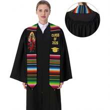 Banda de graduación mexicana para la clase de 2026, unisex para adultos graduados, banda para escuela secundaria, universidad, licenciatura, títulos de 4.5" (ancho) x 62" (largo) - Virgen De Guadalupe 2026 - Ver 3