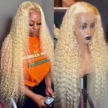 30 32 Inch 613 Curly 13x4 HD Lace Frontal Wigs Jerry Curly Brazilian Human Hair Honey Blonde Deep Wave Lace Front Wigs - S613 - 查看 6