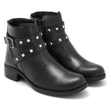 Women's Black Ankle Boot, Comfortable + Crossbody Bag With Strap - Black - View 4