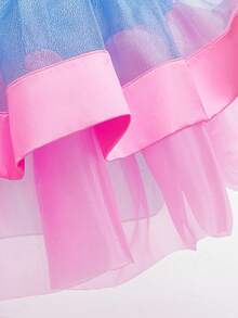 Princess Tutu Skirt Cat Stripe Print Girls Costume Set, Includes Headpiece, Suitable For Children's Halloween, Christmas, Carnival, Birthday Party Dress Up - Blue - View 7