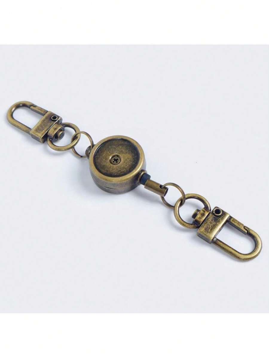 Retractable Badge Key Holder Holder Badge Reel Anti-Theft Metal Easy-To-Pull Buckle Rope Elastic Keychain Key Ring Accessories - Multicolor - View 1