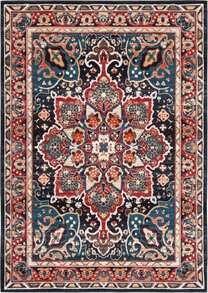 SAFAVIEH Washable Rug Riviera Collection - 6'7" Square, Red &Amp; Navy, Slip Resistant &Amp; Easy To Clean, Ideal For Living Room, Bedroom, Office, Kids Playroom, Dining Space (RIV155Q) - MàuF - Xem 3