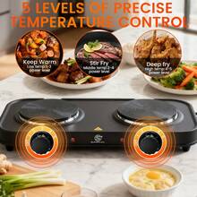 SUPERLEX 8-In-1Electric Stove, 2000W Induction Cooker Table, Portable Cooking Hot Plate, 5-Speed Temperature Control Portable Cooking Hot Plate, Heating Indicator Light, Overheating Protection. Suitable For All Cookers, Suitable For RV/Home/Camping/Apartment - UK Plug(220-240V) - View 4