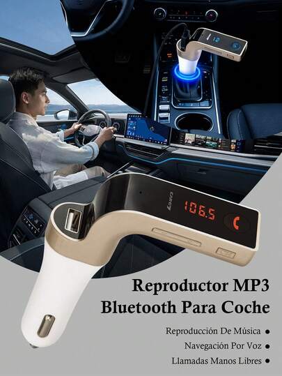 g7 Cargador inalámbrico por Bluetooth Car Kit,Transmisor FM,  con micrófono/TF tarjeta/USB Drive/aux Play llamadas manos libres, Smart USB de carga