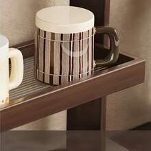 1pc Coffee Cup Rack Coffee Station Bar Storage 2-Tier Cup Rack Dressing Table Cosmetic Organizer - Brown - View 5