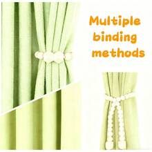 Magnetic Curtain Tiebacks, Natural Wooden Curtain Strung With Cotton String, Elegant Curtain Tie Backs Bedroom And Living Room Decor, Boho Curtain Tiebacks, 2/4/6 Pack - Octagonal Beads,Cotton Rope + 2 - View 5