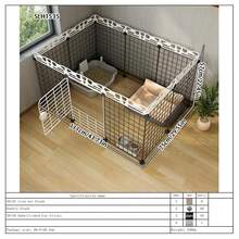 Assembled Pet Fence With Gate Lock, Indoor Small Dog/Cat Barrier, Home Use - Multicolor - View 13