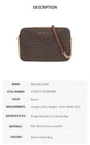 Michael Kors Jet Set Item Printed Lady Crossbody Small Square Bag 35F8GTTC3B BROWN - 棕色35F8GTTC3B BROWN - 查看 7