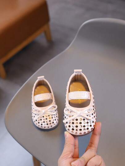 New Fashion Flat Shoes, Suitable For Infants, Toddlers And Children, Cute Bow Design Girls Shoes, Soft Casual Shoes, Suitable For Daily Wear And Casual Outfits, Lightweight And Comfortable, Anti-Slip Design.