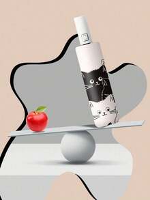 1pc Fully Automatic Anti-Wind & Rain Umbrella, Cute Cartoon Cat Pattern, Portable Travel Umbrella, Waterproof & UV Protection, High Density Waterproof Fabric, UV50+ Anti-UV, One-Click Open/Close, Suitable For Heavy Rain & Wind, Rainy Season, Spring & Summer - Fully Automatic - View 9