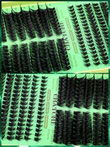 608/544/528/200 片 DIY 單簇假睫毛,多款式假睫毛一盒裝,10-16mm 混長條狀睫毛,柔軟持久睫毛套組含睫毛膠水、刷子與鑷子,適合居家日常、約會、派對與節慶使用,易操作睫毛簇 - 綠色 - 查看 10