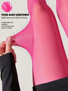 [Élanzette] 女士时尚柔软透气收腹紧身裤，超薄性感防勾丝连裤袜，适合节日、夜店及日常休闲穿着，春秋季 - 玫紅色 - 查看 5