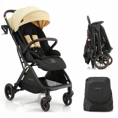 Cochecito plegable Gromast Gravity, cochecito de viaje portátil para niños pequeños con respaldo ajustable y capota, ligero y con protección UV, plegado automático con una sola mano.