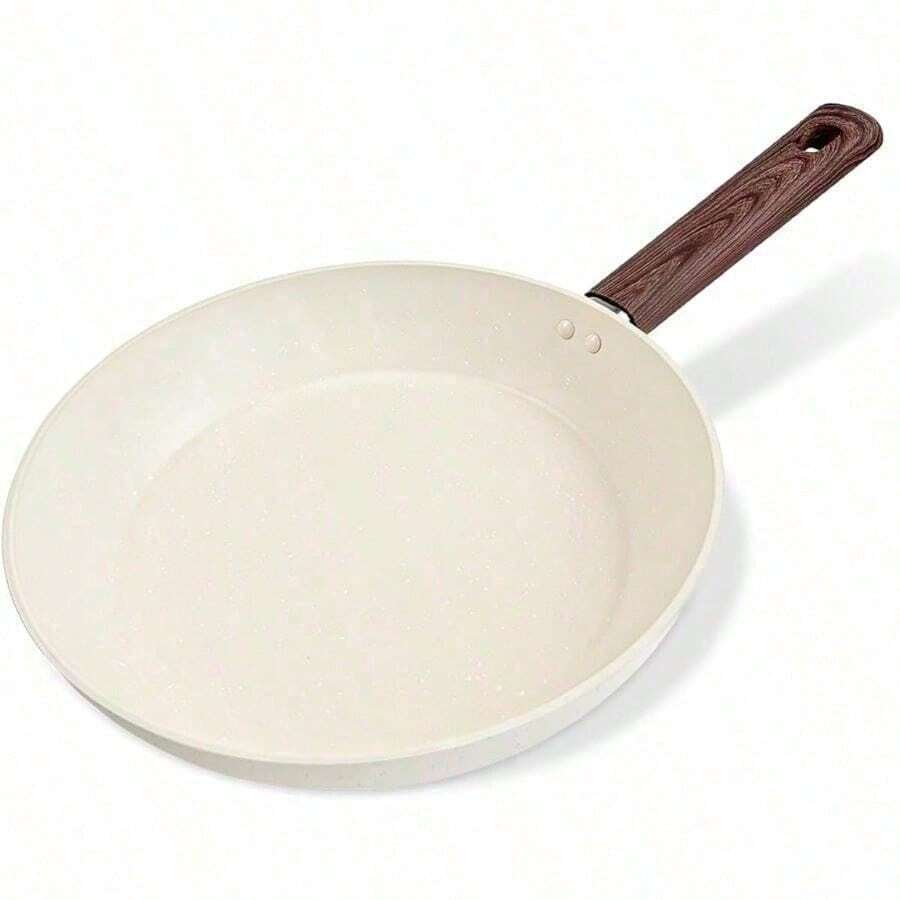 &INGEQUIS Sartén con Revestimiento Antiadherente Sartén 100%  Conducción Uniforme y Rápida Apto Universal para Estufas de Gas Eléctrica Cerámica Crema 20cm - Ver 1