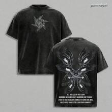 Seraphim Angel Tee  Set Ablaze By His Glory Shirt  Christian Vintage Washed Oversized T-Shirt   Divine Love Graphic  Holy Faith Jesus Apparel Christian Bible Verse - màu đen - Xem 2