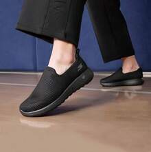 Skechers Men's New Breathable Mesh Shoes, Soft Sole Sneakers - Black - View 3