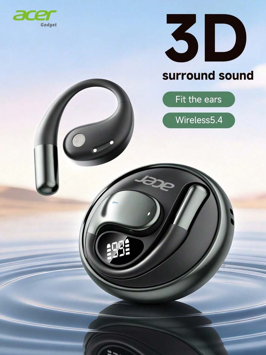 Acer OHR550 Open-Ear Wireless Earbuds, Ear-Hook Design For Sports, Running, Cycling, Heavy Bass 3D Sound, Call Noise Cancellation, Comfortable Fit, Compatible With Phones And Tablets