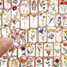 SCXXBSW 50 Stück Retro Pflanzen Aufkleber, kreative ästhetische Aufkleber, geeignet für DIY Notizbücher, Thermosbecher, Helme, Koffer, wasserfeste PET Aufkleber - Verschiedenfarbig - Übersicht 5