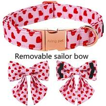 ARING PET Collar de perro para el día de San Valentín adorable collar de perro de corazón rosa con corbatín marinero cómodos collares de perro para niña con hebilla de metal para perros pequeños medianos y grandes - Mediano - Ver 4