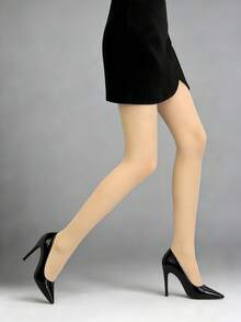 女士杏色时尚连裤袜 - 不透明且富有弹性，经典裸色打底裤，打造日常时尚休闲风格 - 杏色 - 查看 3