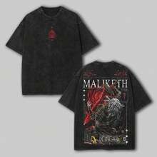 Retro Limited Vintage High Quality Maliketh II, The Black Blade Elden Ring Collection Game, Inspried Merch And Gift Washed Tee, Gift For Gamer, Boyfriend Christmas Gifts - 黑色 - 查看 2