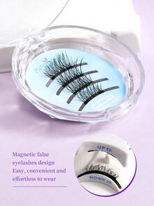 1对黑色贵宾犬半眼磁性假睫毛，佩戴方便，自然卷翘的半眼睫毛 - 黑色 - 查看 7