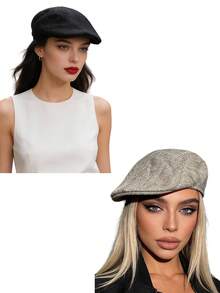 1/2 Stücke Retro Zeitungsjungen Mütze, Vintage Stil Ivy Mütze, leicht atmungsaktive flache Kappe, unisex niedliche karierte Zeitungsjungen Mütze, unisex neutrale Baker Boy Mütze, weicher Taxifahrer Hut, Y2K Streetwear Accessoire, geeignet für Lässig, Reisen und Wochenende - Verschiedenfarbig - Übersicht 18