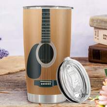 Guitar Dad Tumbler With Lid 20 Oz Stainless Steel Coffee Cup Music Gift For Guitarist Fathers Day Travel Mug Funny Guitar Lovers Gift - Brown - View 2