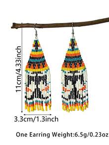 AHAYA Bông tai dáng dài hình chim đại bàng cá nhân hóa, bông tai đính cườm tua rua thủ công phong cách Bohemian, trang sức tai hình động vật với hạt thủy tinh, thích hợp để đeo hàng ngày. - Nhiều màu - Xem 8