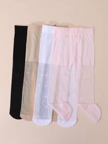 4 Pairs Baby Girls' Jacquard Tights, Casual Everyday Wear, Thin Style Suitable For Spring & Summer - Multicolor - View 13