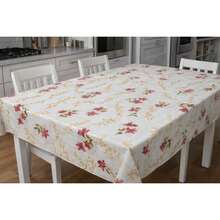 Toalha Térmica de Mesa Tema Flores Vermelhas – Impermeável e Decorativa - Branco - Visão 9