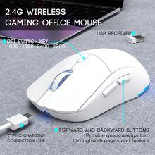 HXSJ T20 Is A 2.4G Wireless Mouse With A 6-Key Sound Office Gaming Mouse. It Features An Ergonomic Grip And A LOGO That Can Emit Light Up To 3600DP RGBChristmas - White-upgraded Version - View 9