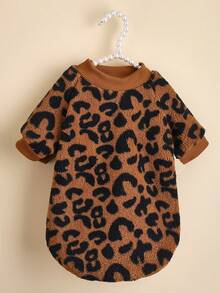 1pc Leopard Print Thermal Lined Pet Sweatshirt, Warm Winter Clothes For  And Cats - Multicolor - View 2