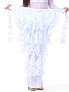 1pc Women's Belly Dance Waist Chain Skirt With Tassel Ruffle Hem - Multicolor - View 12