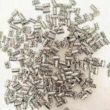 50/100/200 件雕刻波浪纹直孔隔珠，圆柱形隔珠，适用于 DIY 编织手链、项链、钥匙扣、珠宝、工艺品 - 古董銀色 - 查看 12