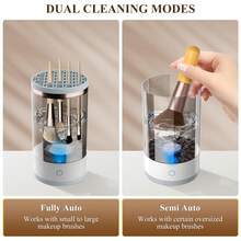3-In-1 Electric Makeup Brush Cleaner (Cleansing + Drying + Storage), Includes Silicone Pad, New USB Automatic Rotation, Suitable For All Sizes Of Makeup Brushes, Thoroughly Cleans, Personal Care, Personal Cleaning Tool, Makeup Brush Cleaning And Drying Tool, Makes A Great Christmas And New Year's Gift, 1 PC USB Powered Automatic Makeup Brush Cleaner, 7000RPM Quiet Rotating Cleansing Device, One-Touch Control Compact Portable Beauty Tool For Home And Travel Makeup Brush Maintenance - White - View 6